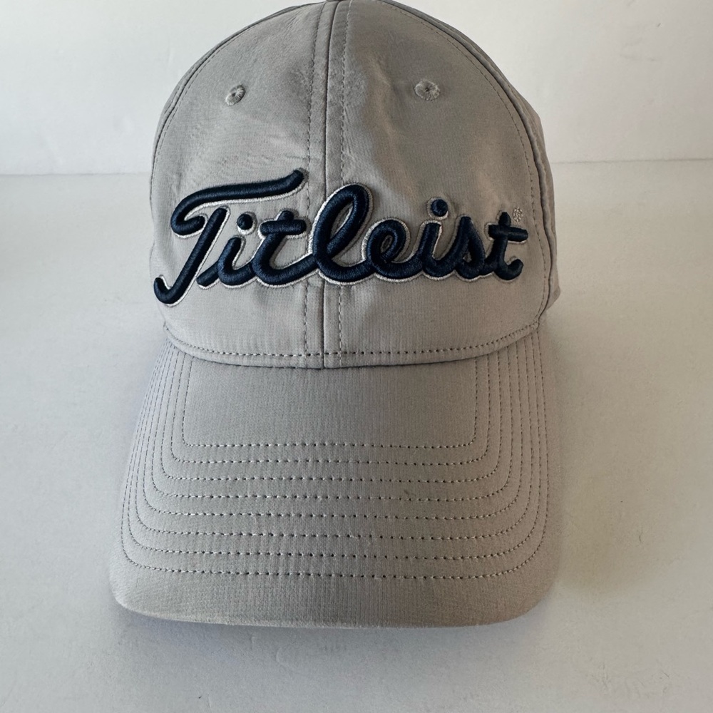 Titleist Golf Hat Gray Strapback Cap Adjustable Cotton Cap Style Blue Lettering